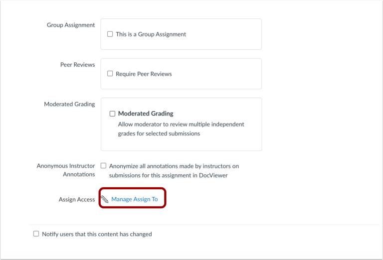 Manage Assign To Link Placeholder