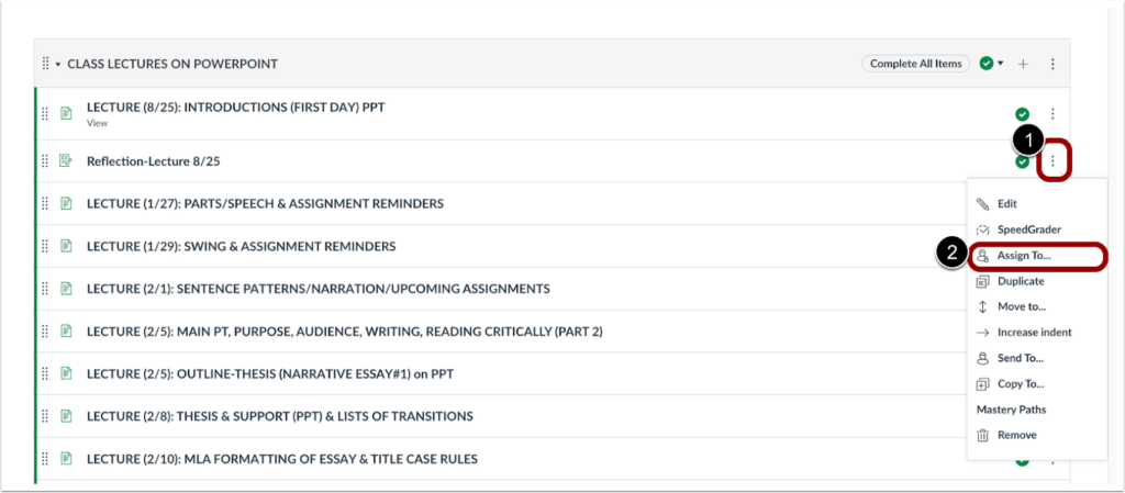 Module Item Assign To Placeholder